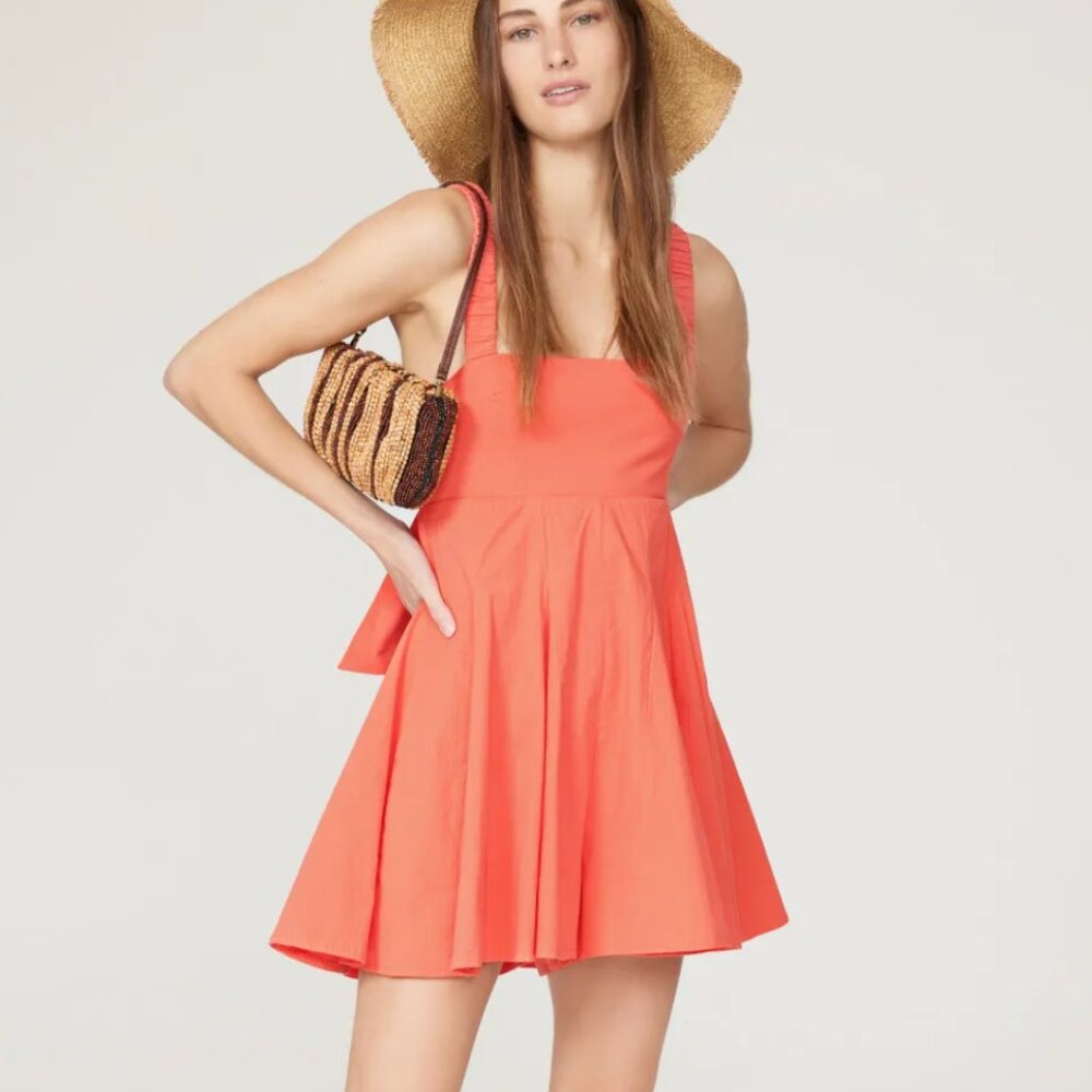 LOUNA Coral Tie Back Romper Dress Size XS Rent the Runway RTR $130 msrp